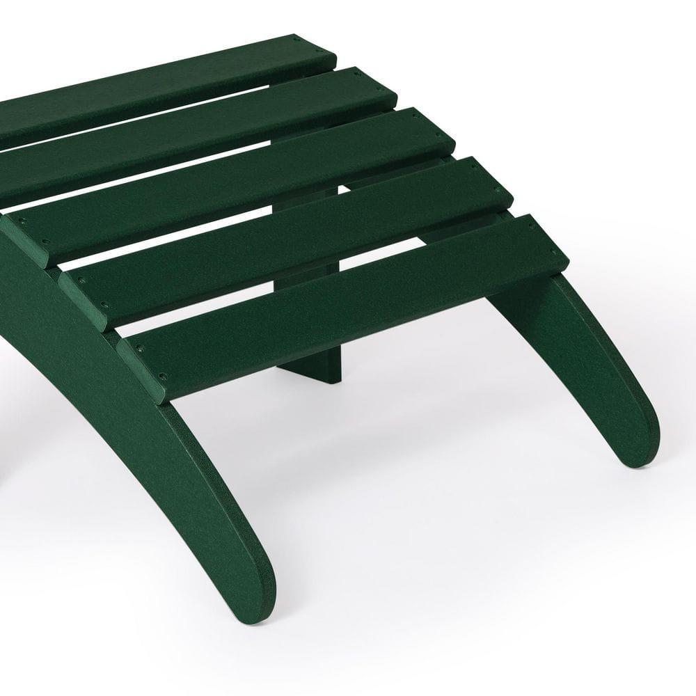 Polytrends  Laguna Hdpe All Weather Outdoor Patio Foldable Ottoman Dark Green