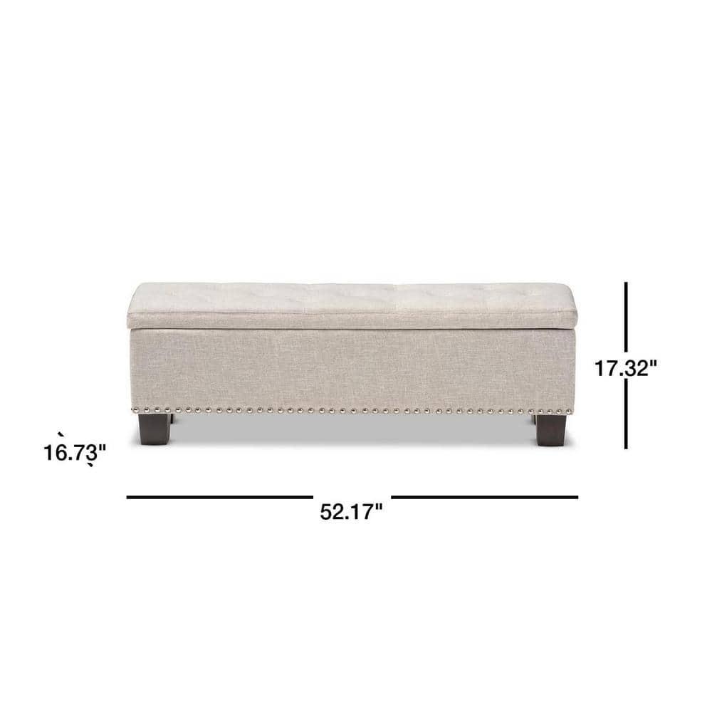 Hannah Modern and Contemporary Fabric Upholstered Button-Tufting Storage Ottoman Bench: Baxton Studio - Seating & Linen Chest