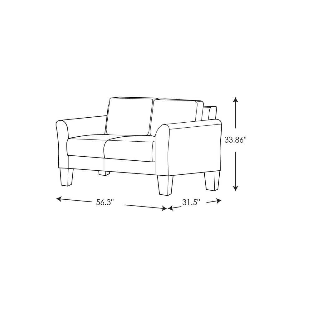 Lifestyle Solutions Alexa Loveseat with Rolled Arms, Gray Fabric