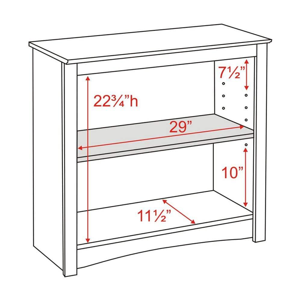 Prepac Home Office 2-Shelf Standard Bookcase with Durable Laminate Finish, White