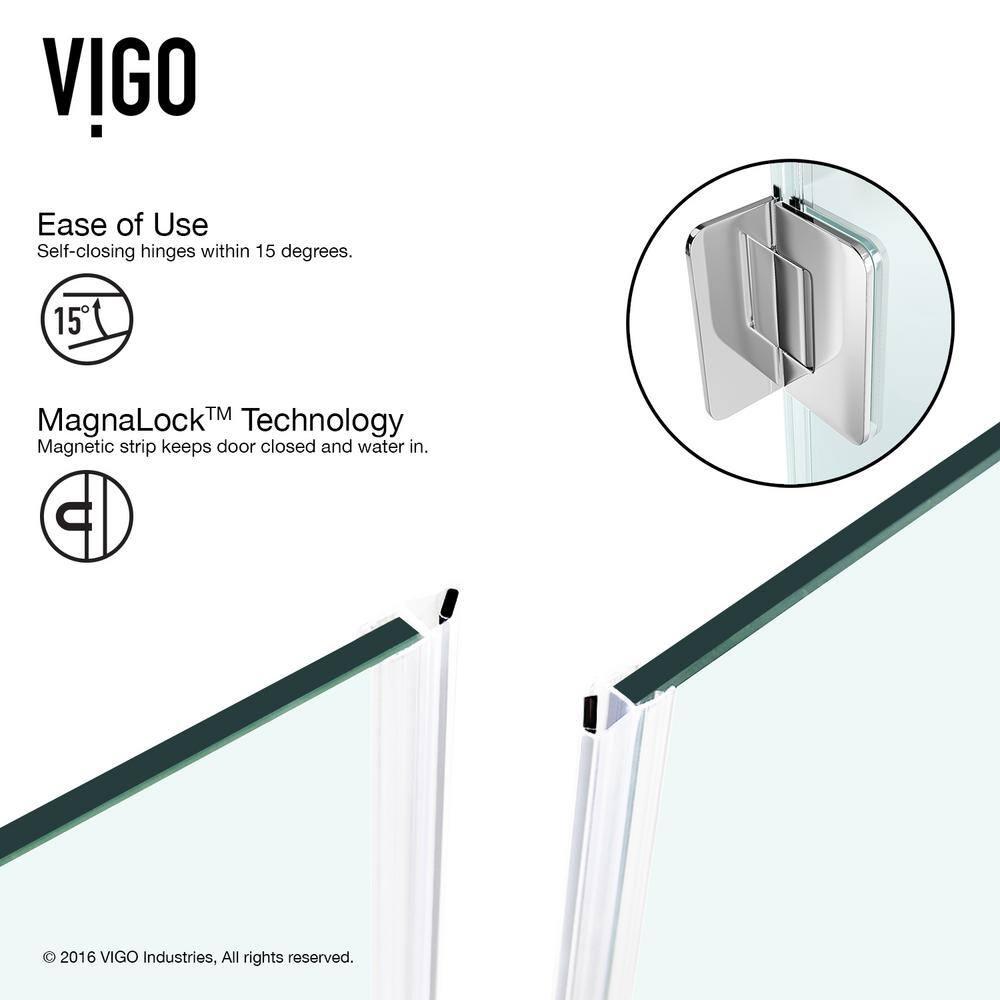 Piedmont 36" W x 36" D x 73" H Hinged Frameless Shower Enclosure with 3/8Clear Glass