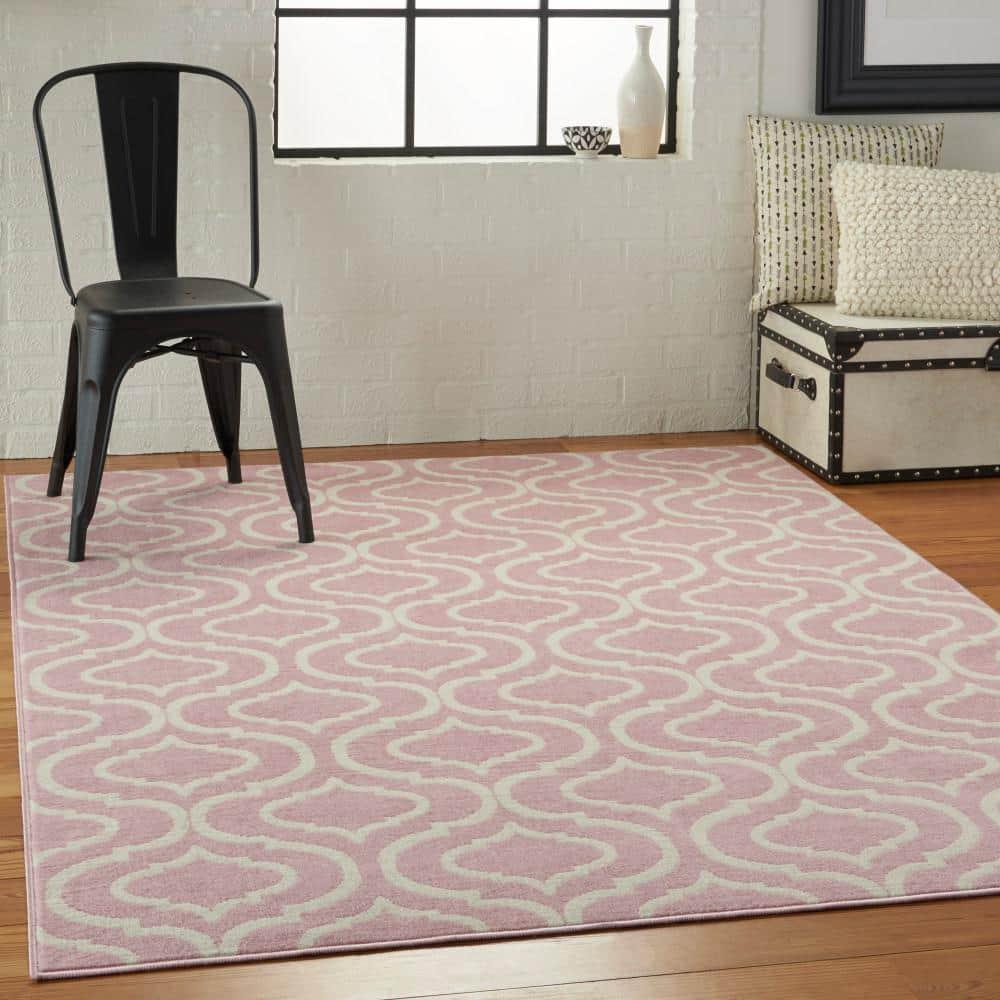 Nourison Jubilant 6' x 9' Pink Indoor Area Rug Moroccan Casual Trellis by Nourison