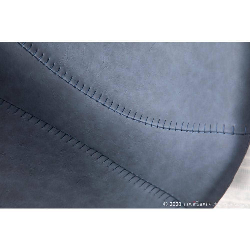 Set of 2 26" Outlaw Industrial Counter Height Barstool Blue - Lumisource: Faux Leather, Metal Legs, Footrest