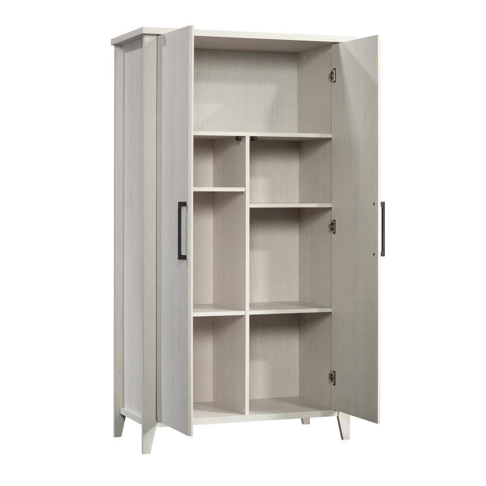 Sauder Summit Station Storage Cabinet Glacier Oak: Laminated MDF, 4 Adjustable Shelves, CARB Certified