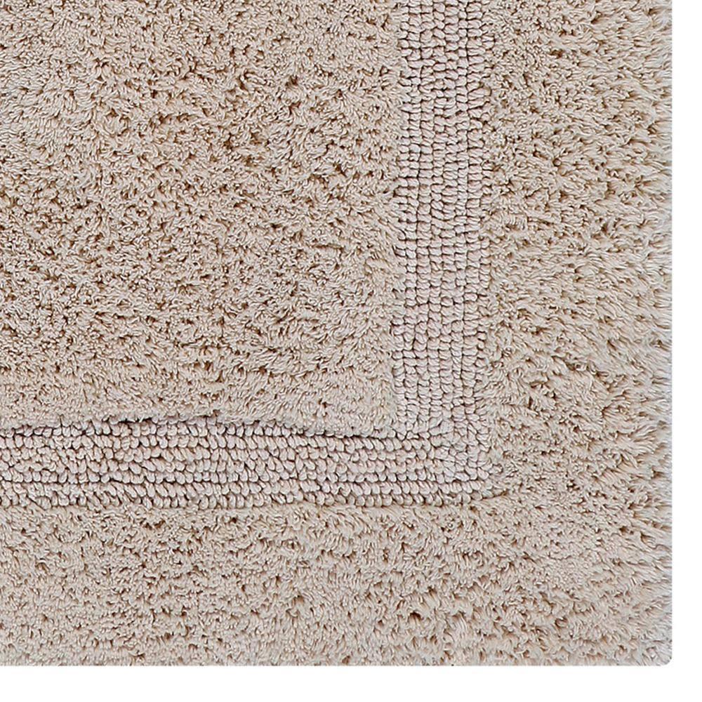 Better Trends Lux 100% Cotton Tufted Solid Reversible Bath Rug Set 2 PC (17" x 24" | 21" x 34") - Sand