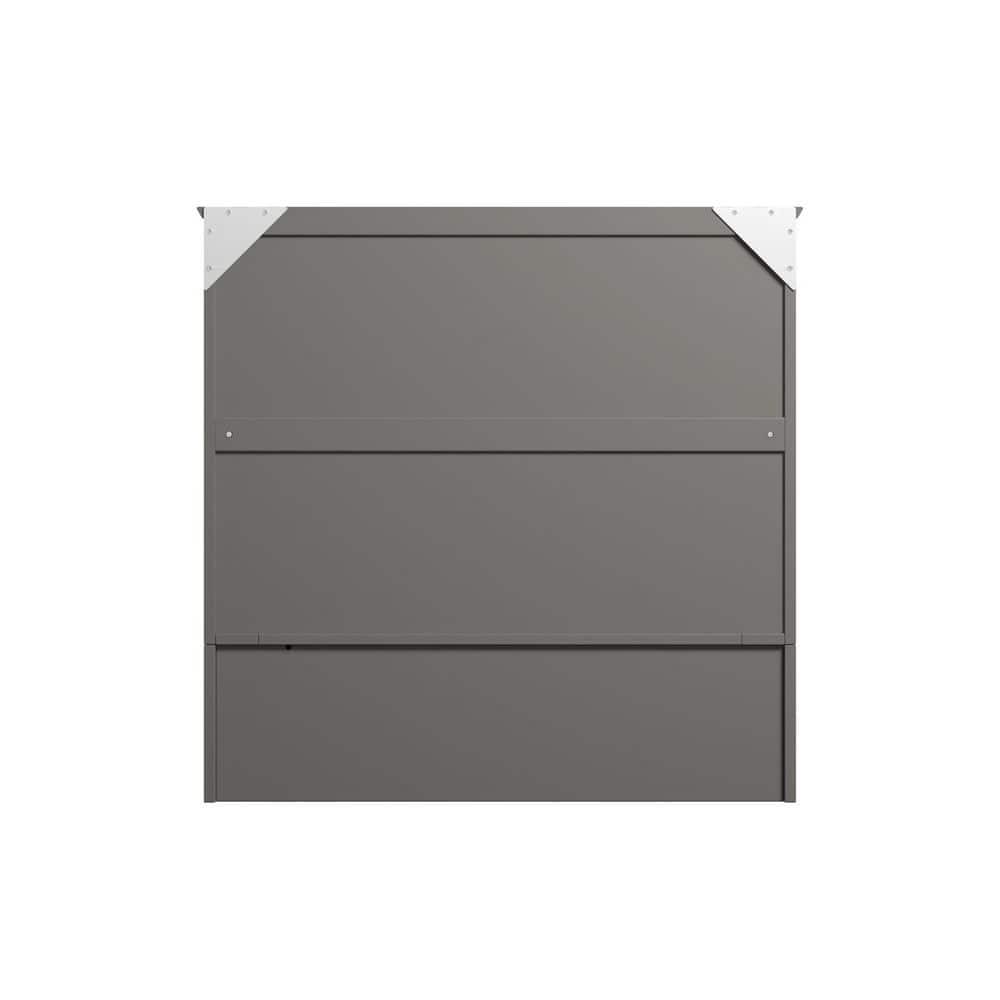 AFI Hamilton Twin XL Solid Wood Murphy Bed Chest with Built-In Charger in Gray
