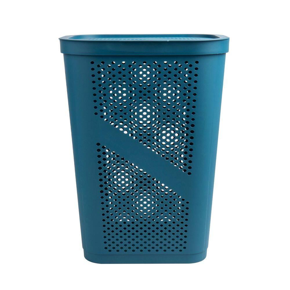Mind Reader Mind Reader 60L Slim Laundry Hamper, Clothes Basket, Lid, Ventilated, Plastic, 17.25"L x 13.75"W x 23.5"H, 2-Pack