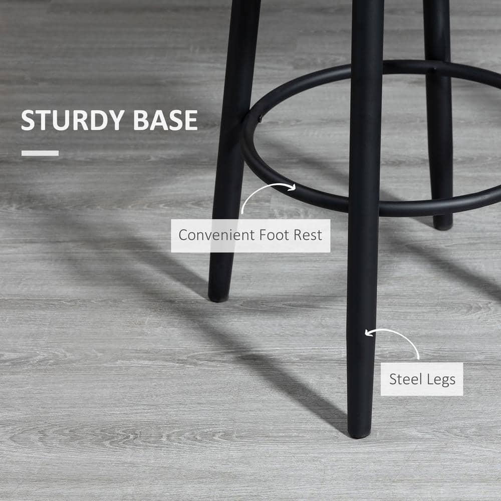 HOMCOM Extra Tall Bar Stools Set of 2, Modern 360° Swivel Barstools, Dining Room Chairs with Steel Legs and Footrest