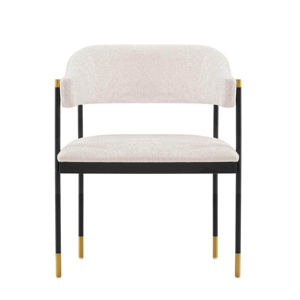 Lia Modern Boucle Upholstered Dining Armchair Cream - Manhattan Comfort