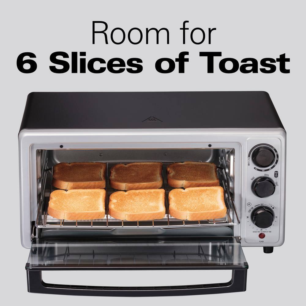 Proctor Silex 6sl Toaster Oven 31124: Countertop Small Oven, 1500W, Silver, Includes Broiler & Baking Pan, Freestanding