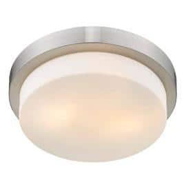 Golden Lighting Multi-Family 13" 2-Light Flush Mount in Pewter with Opal Glass