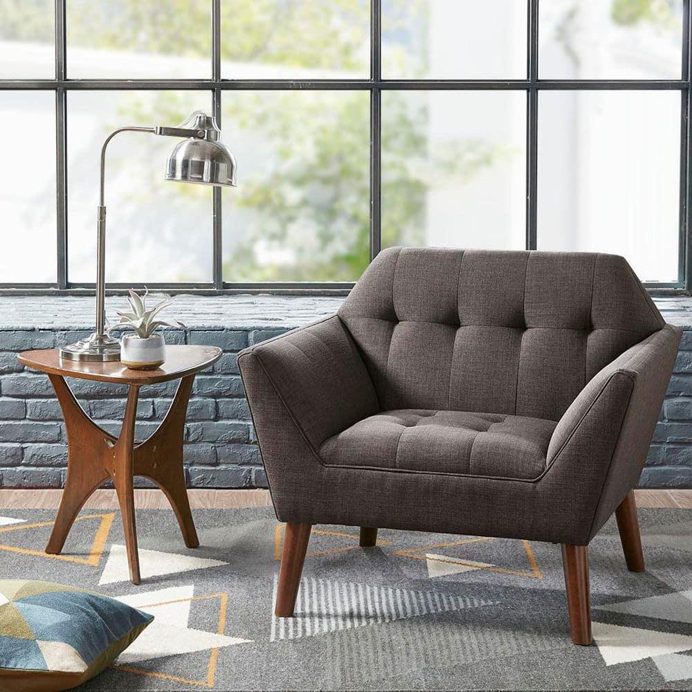 Newport Lounge Chair Charcoal - Ink+Ivy: Mid-Century Modern, Button Tufted, Wood Legs