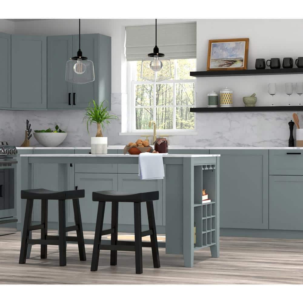 HomeRoots 25" Black Solid Wood Backless Counter Height Bar Chair