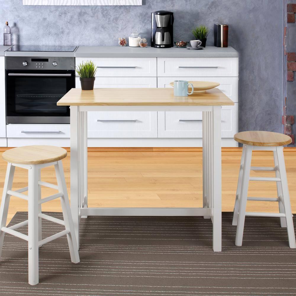 3-Piece Breakfast Set made with Solid Wood - White