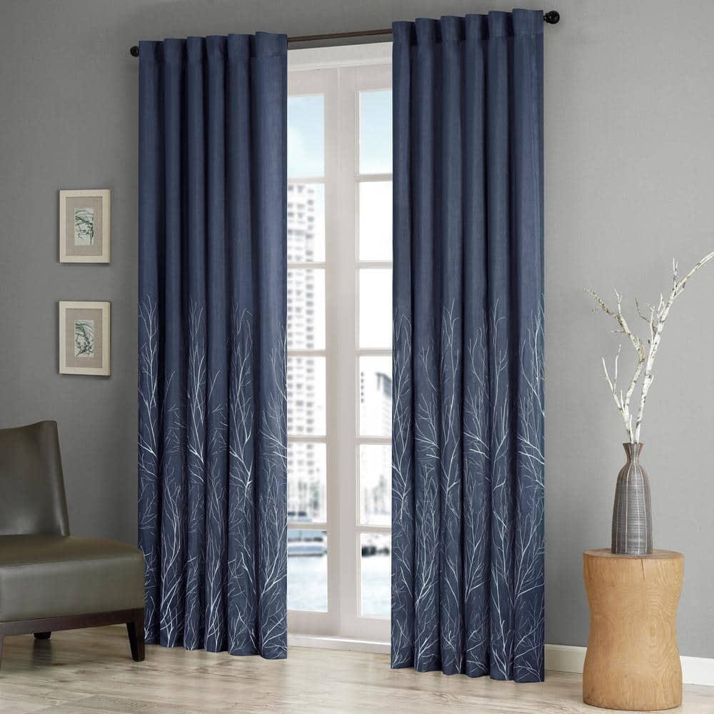 Andora Embroidered Branch Rod Pocket Single Curtain Panel