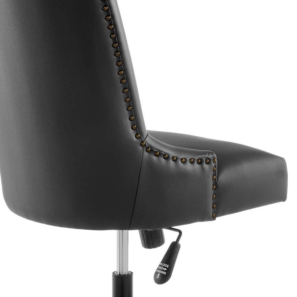 Modway Empower Channel Tufted Vegan Leather Office Chair Black: Metal Frame, Adjustable Height, Modern Style