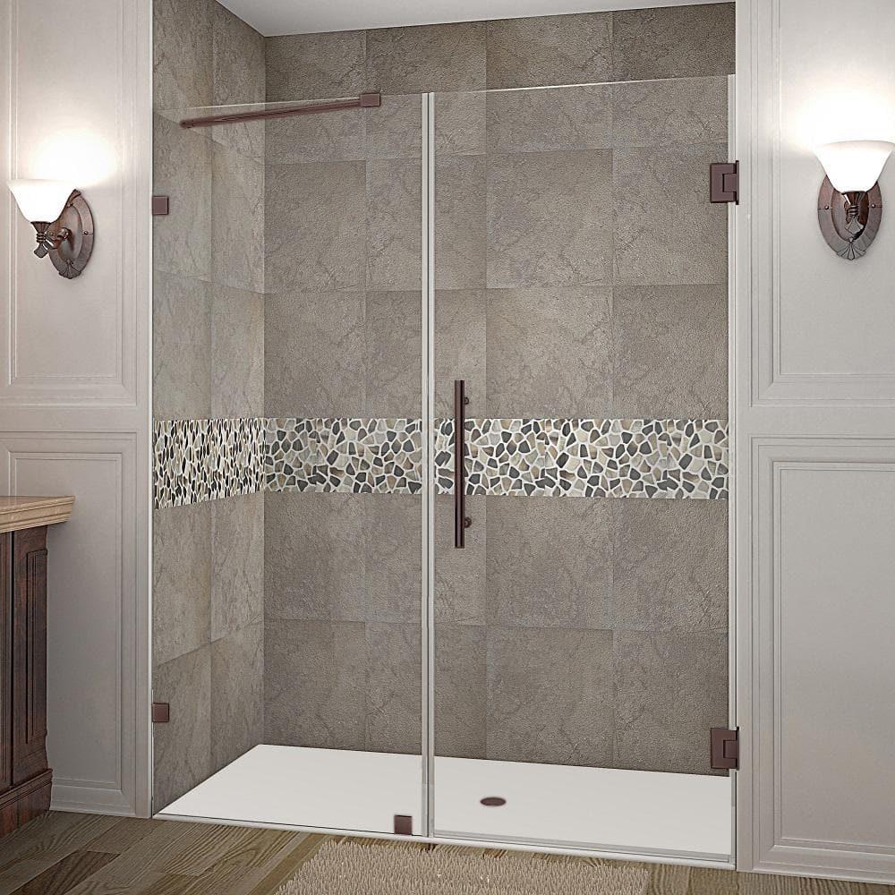 Nautis 64.25" - 65.25" x 72" Hinged Frameless Shower Door