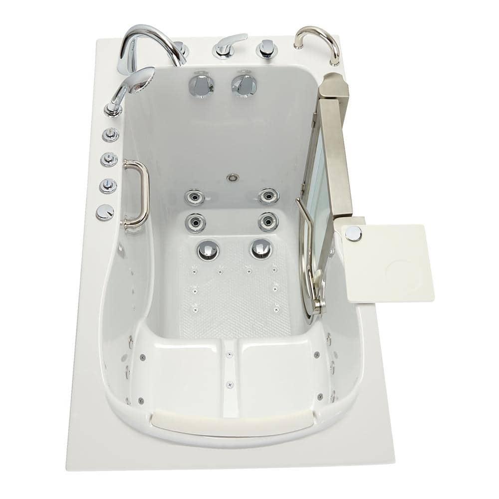 Ella Walk In Baths 931185P Royal 32"x52" Acrylic Air and Hydro Massage Walk-In Bathtub, 5 Piece Fast Fill Faucet, 2" Dual Drain