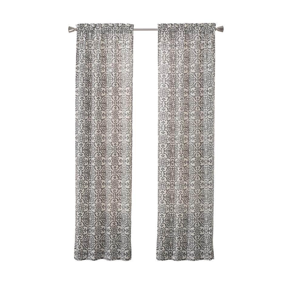 Pairs to Go Brockwell Distressed Medallion Rod Pocket Curtains, 28” x 63” (2 Panels)
