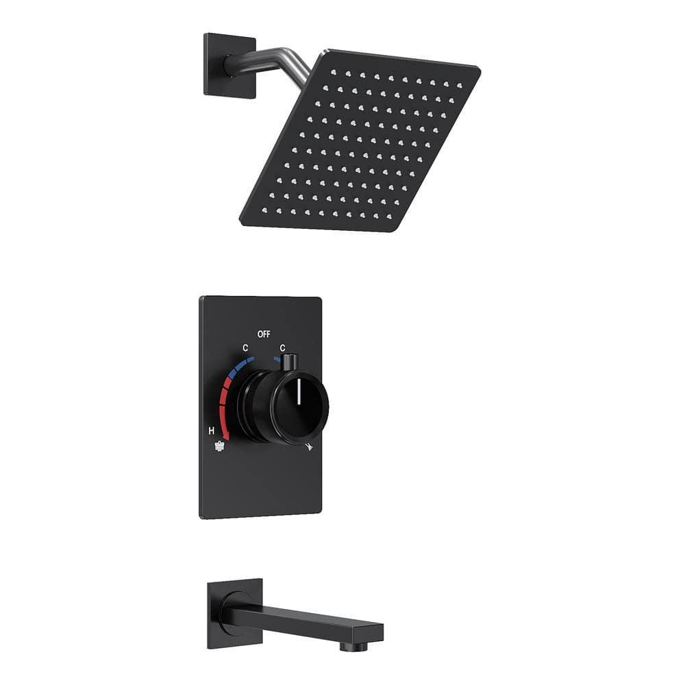 AquaSpa Dual-Function Tub Shower Faucet Set, Shower Trim Kit with Rain Shower Head and Valve