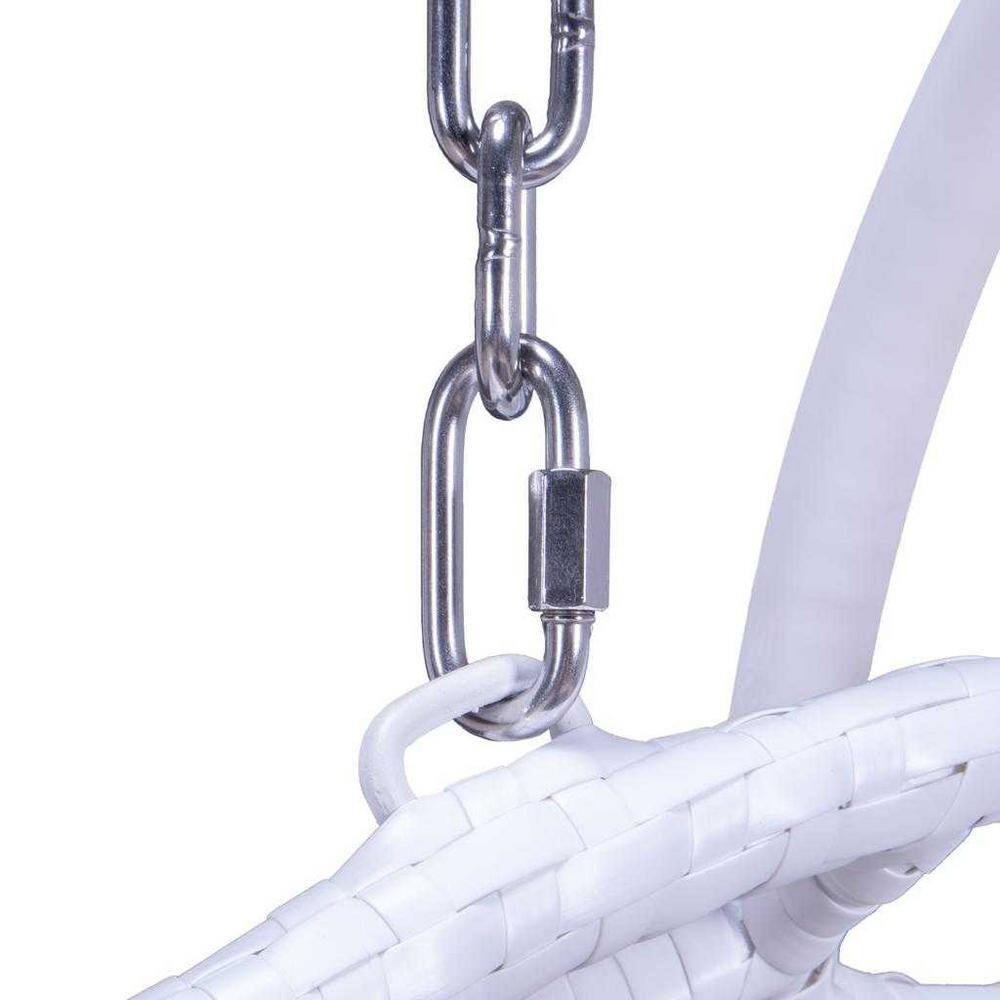 LeisureMod Modern Beige Wicker Hanging Double Seater Egg Swing Chair with Cushion, Dark Grey - Indoor/Outdoor Patio Swing