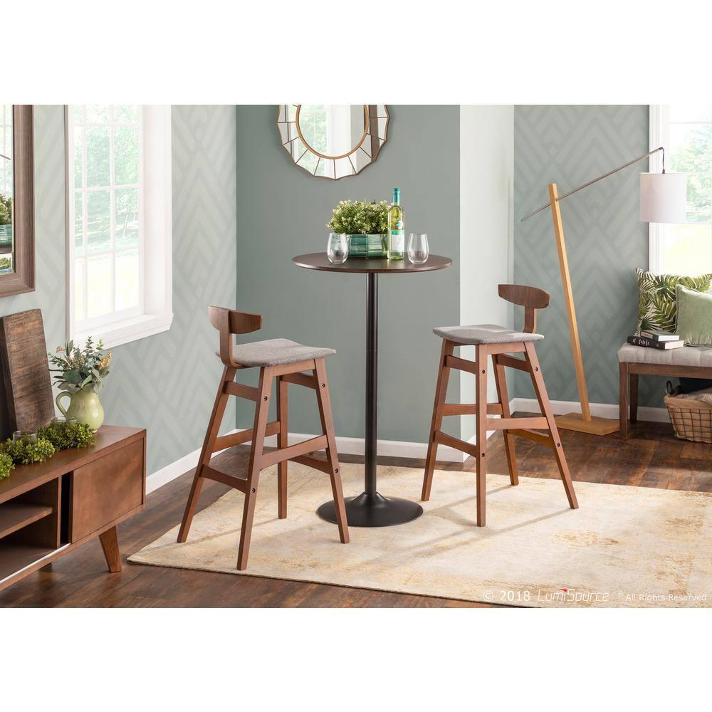 LumiSource Pebble Adjustable Dining To Bar Table Black/Espresso : Modern Laminated Wood, Steel Pedestal Base, Seats 2