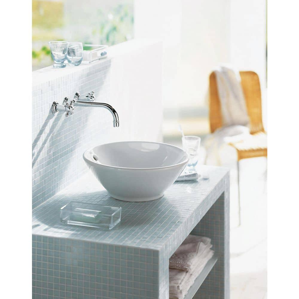 Bacino Ceramic Circular Vessel Bathroom Sink with Overflow