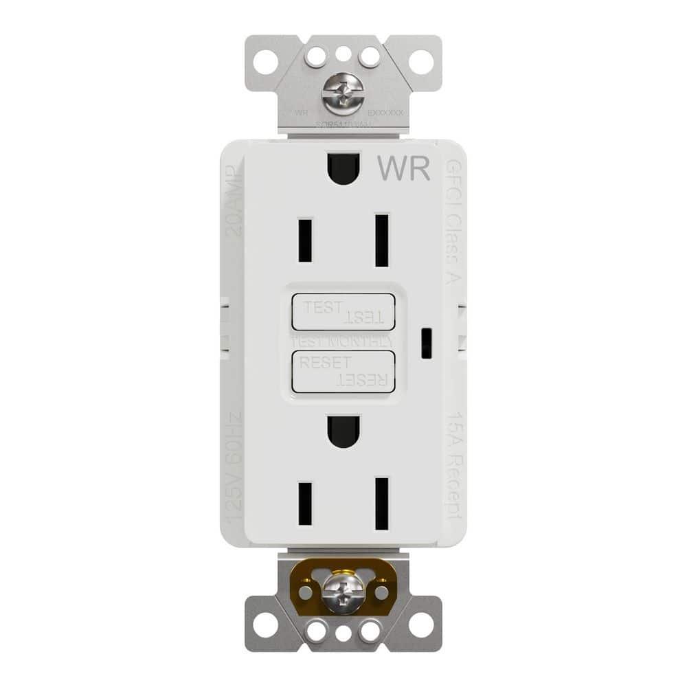 Square D X Series 15 -Amp 125-volt Tamper Resistant Weather Resistant GFCI Residential Decorator Outlet , Matte White