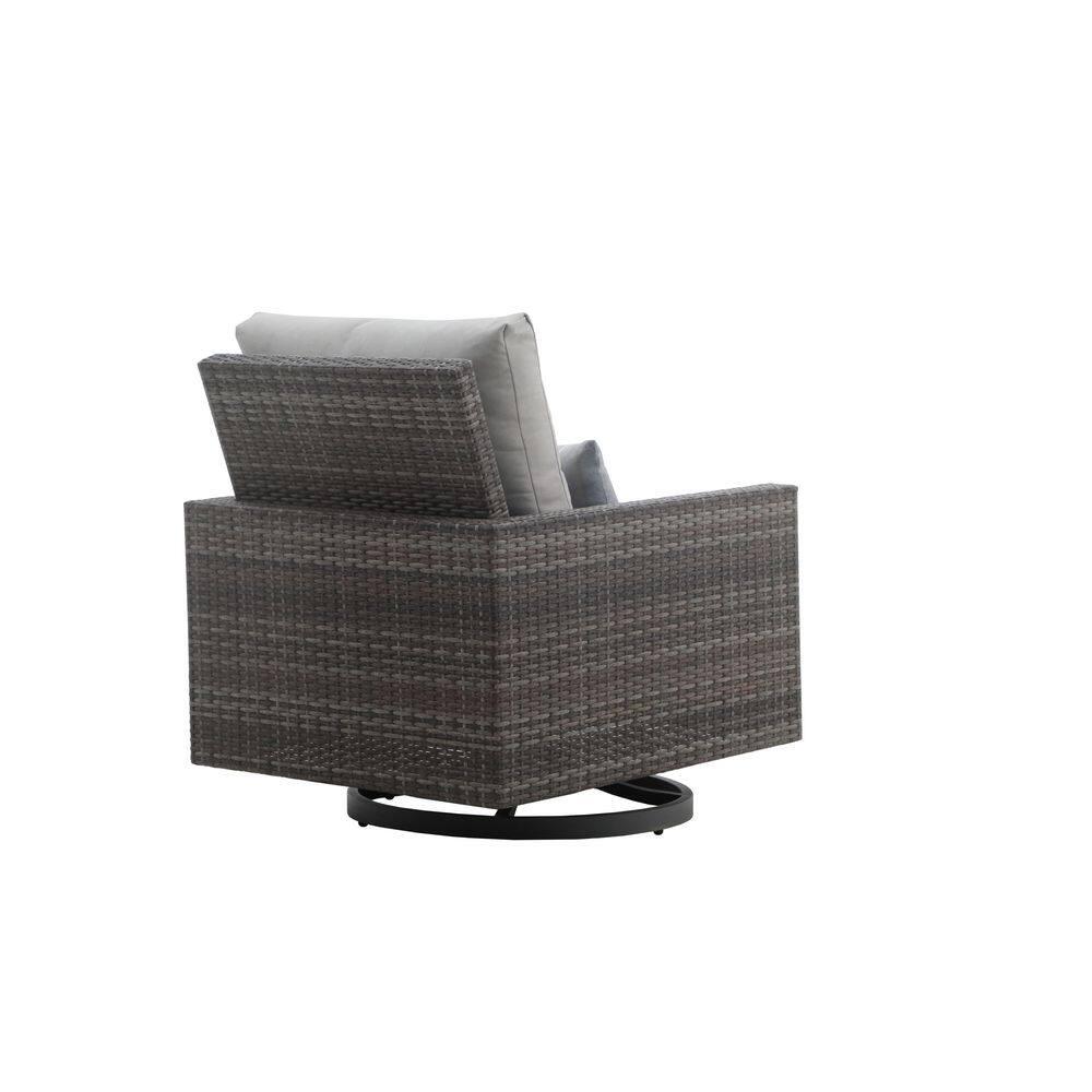 New Classic Furniture Bungalow 2pcs Metal/Wicker Patio Swivel Club Chair in Gray
