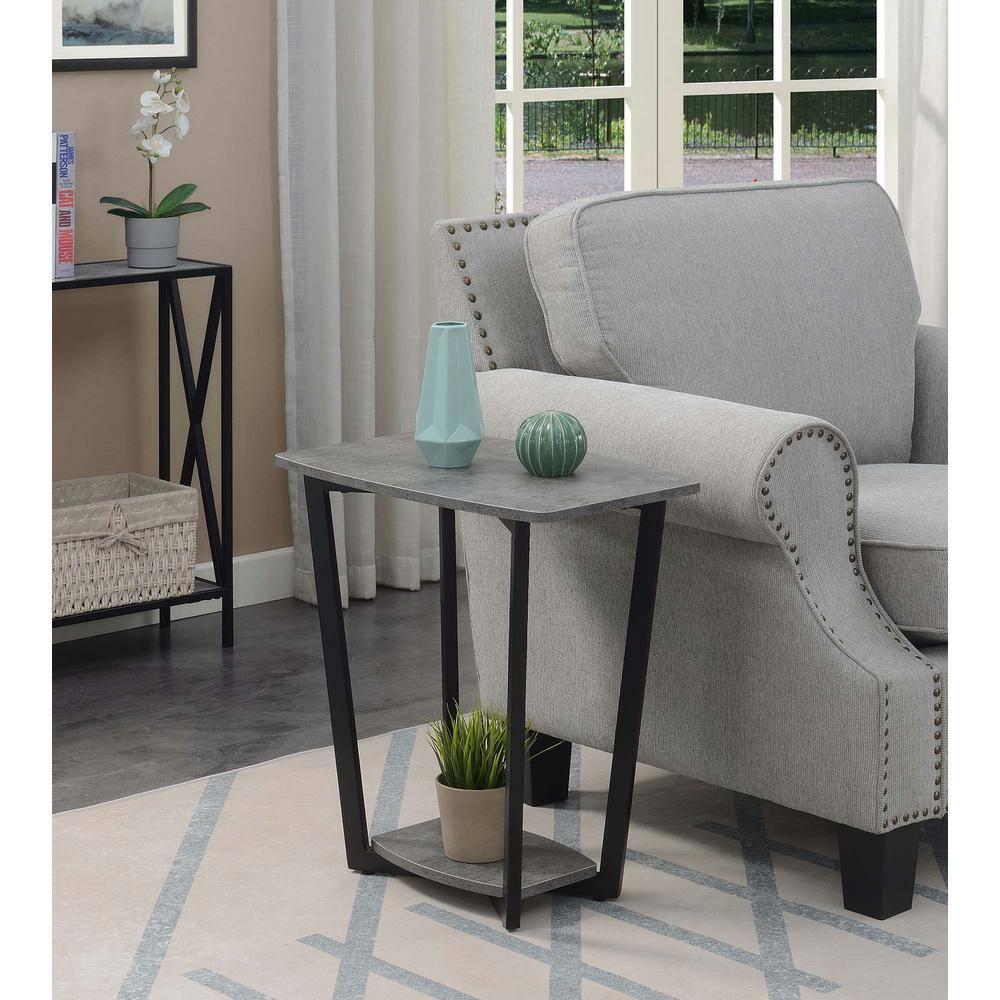 Graystone End Table with Shelf - Cement/Black