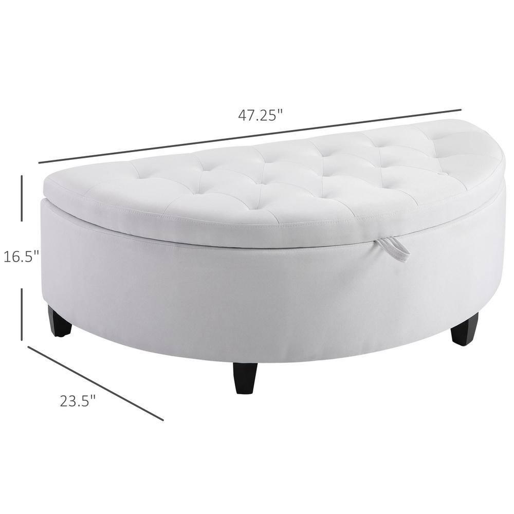 HOMCOM Half Moon Modern Luxurious Polyester Fabric Storage Ottoman Bench with Legs Lift Lid Thick Sponge Pad for Living Room, Entryway, Bedroom