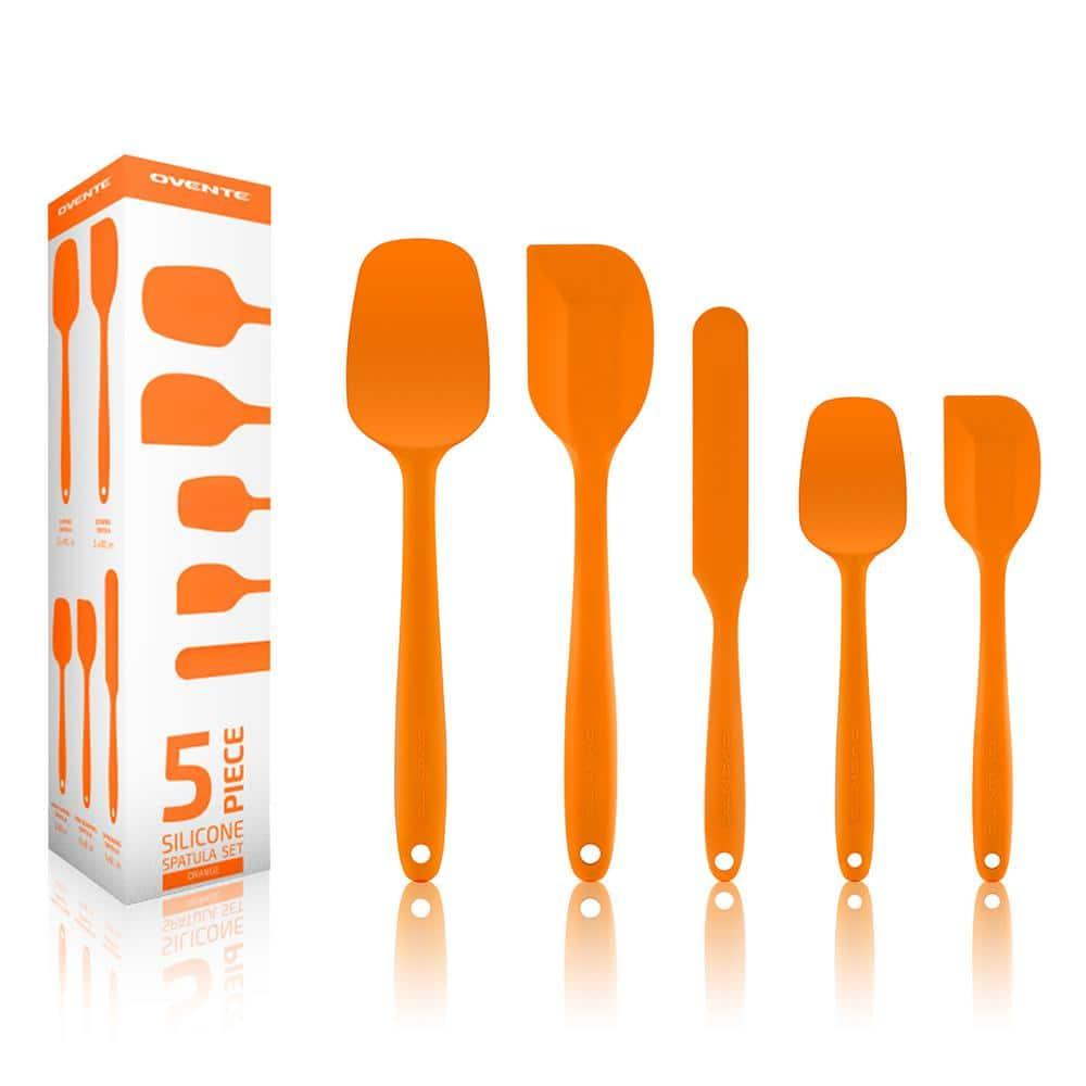 OVENTE Silicone Spatula , Food Grade Rubber Spatulas Heat Resistant w/ Stainless Steel Core & Seamless Design, Non Stick Rubber Spatula for Mixing, Baking & Cooking, 5 Pieces