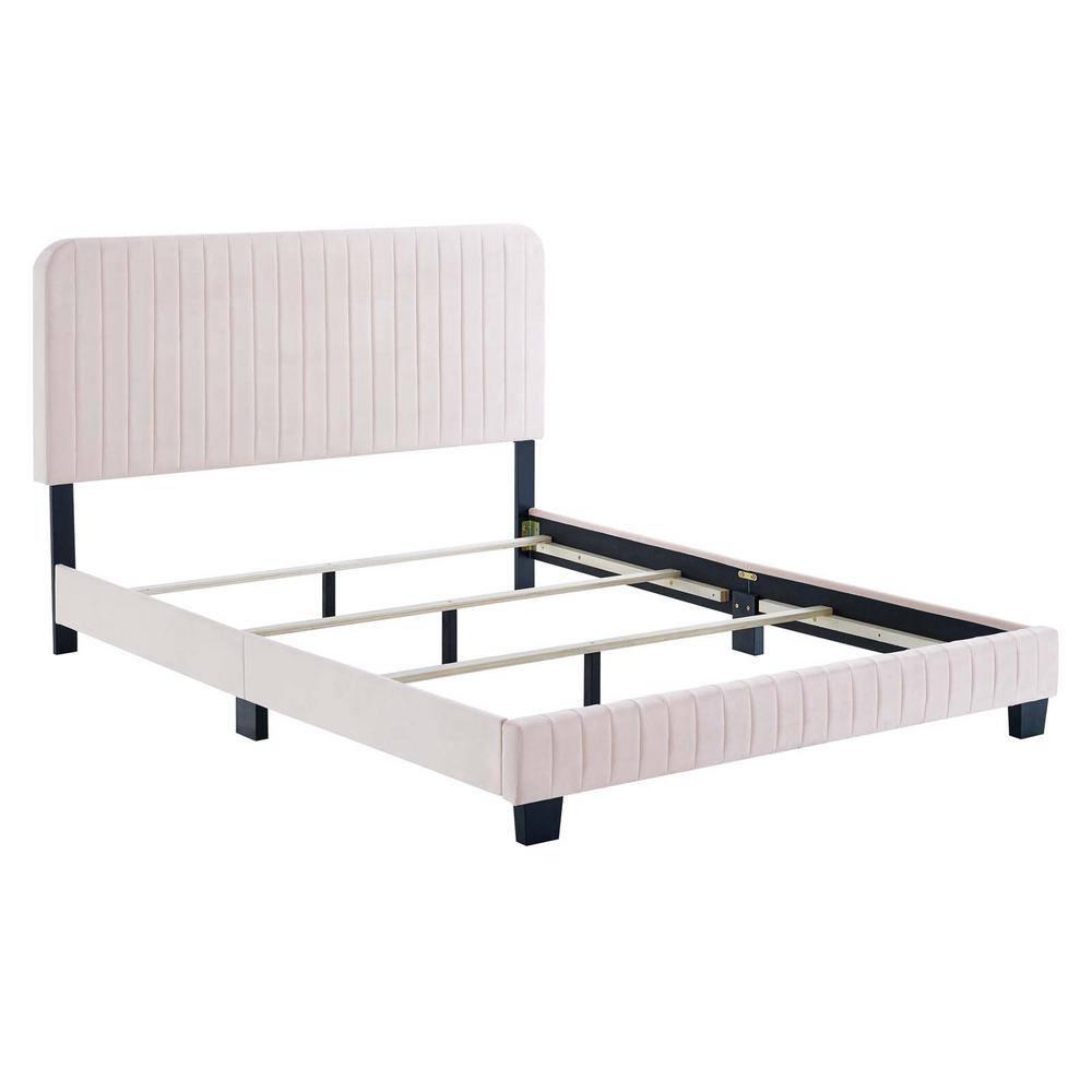 Modway Celine Channel Tufted Performance Velvet King Bed in Pink