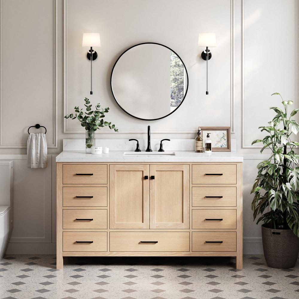 ARIEL Cambridge 60.25 Single Sink Bathroom Vanity with Carrara White Quartz Top