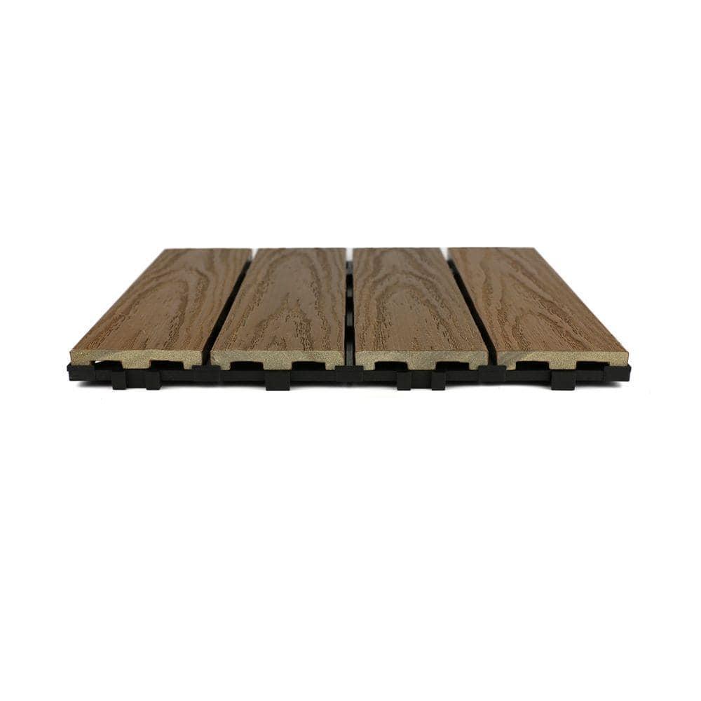 UltraShield Naturale 1 ft. x 1 ft. Quick Deck Outdoor Composite Deck Tile in Peruvian Teak (10 sq. ft. Per Box)