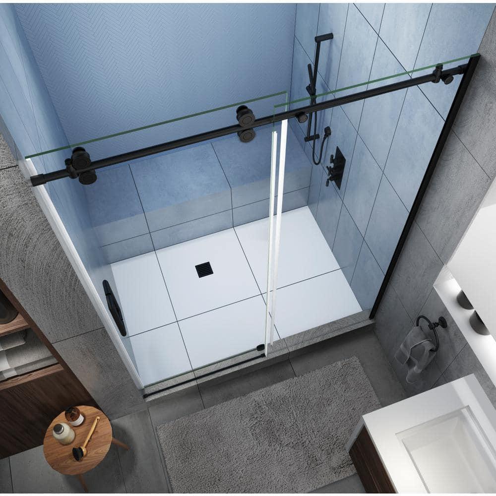 Langham XL 56 - 60" W x 80" H Sliding Frameless Shower Door