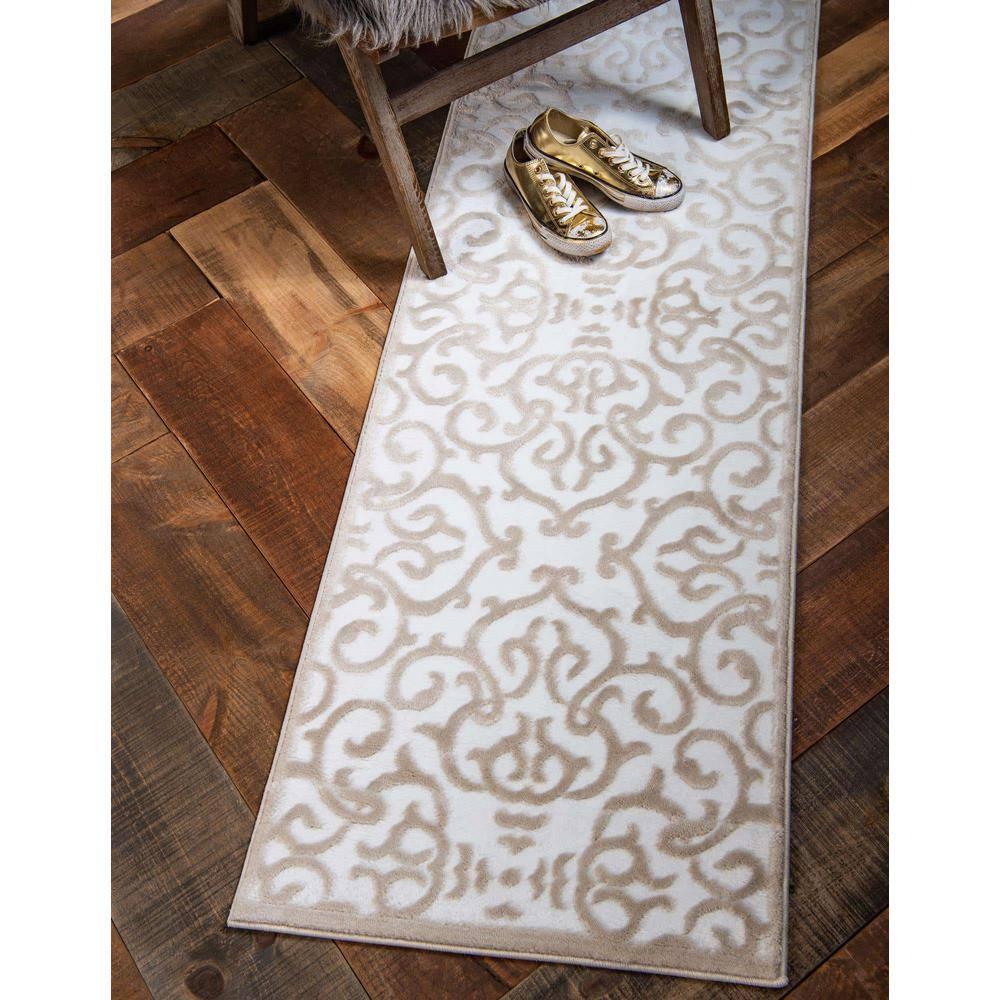 Unique Loom Rushmore Collection Area Rug - Johnson (3' x 9' 10" Runner Snow White/Beige)