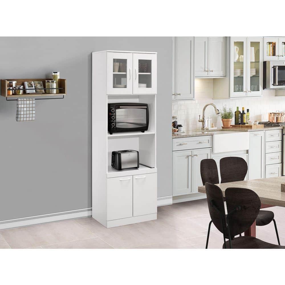 InRoom Designs Danbury Tall Kitchen Pantry, Microwave Storage Cabinet