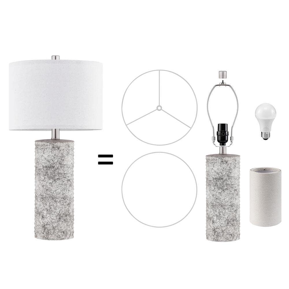 Kyrid 23.75”Glazed Ceramic Table Lamp Set of 2 for Living Room Light Grey Finish (Bulbs Included)