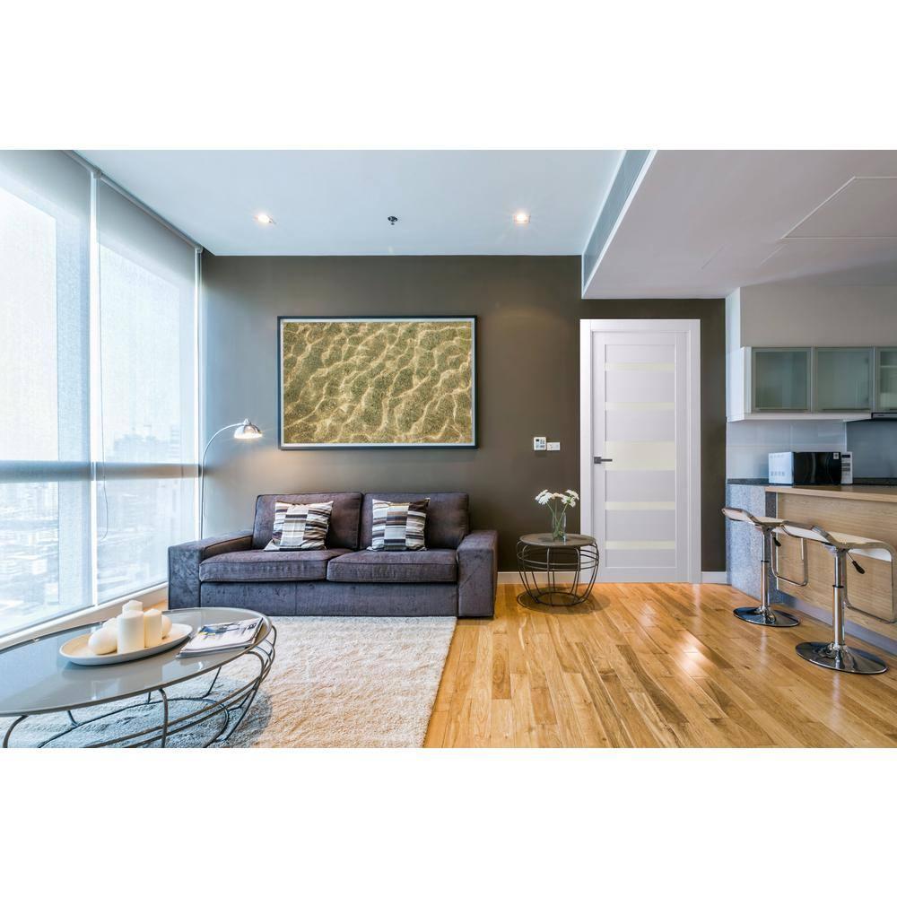 Belldinni Kina No Bore Solid Core 5-Lite Frosted Glass PP Finished Wood Composite Interior Door Slab