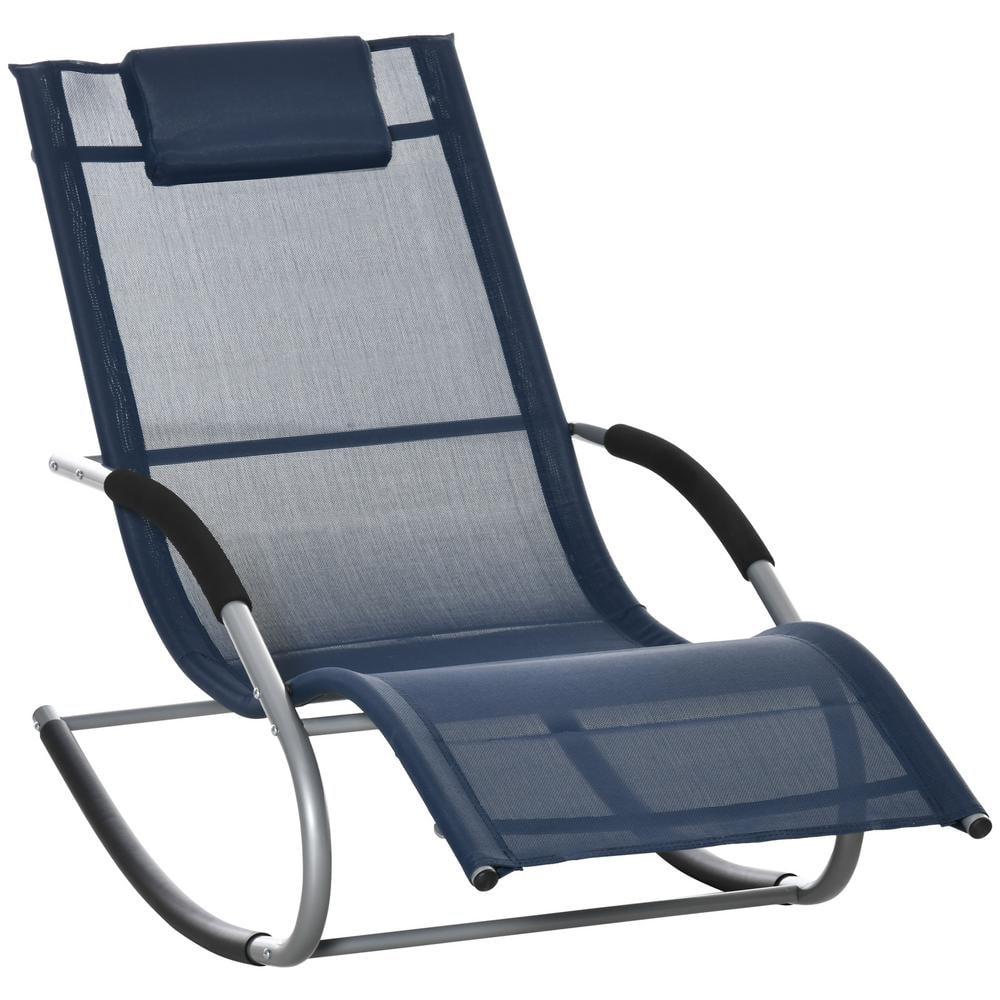 Wrought Studio™ Zero Gravity Rocking Chair, Outdoor Chaise Lounge Chair, Recliner Rocker With Detachable Pillow, Pool Lounge Chair