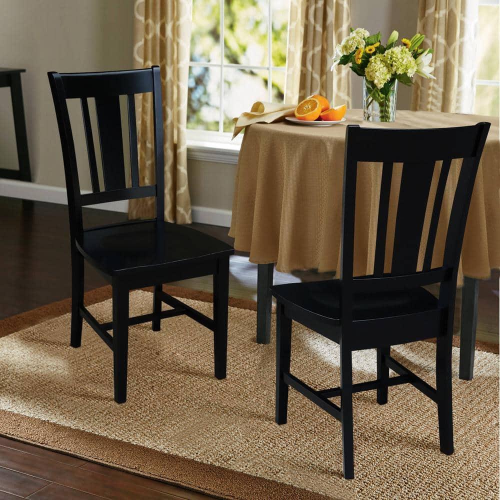 International Concepts Set of 2 San Remo Splatback Chairs Jet Black: Rubberwood Frame, Armless Design