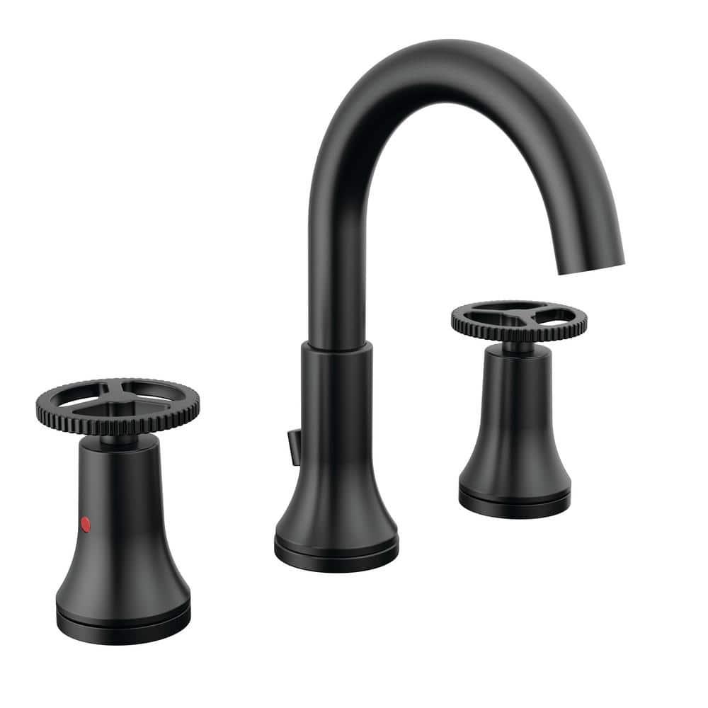 Trinsic Widespread Bathroom Faucet 3 Hole with Wheel Handle, 2-handle Bathroom Sink Faucet