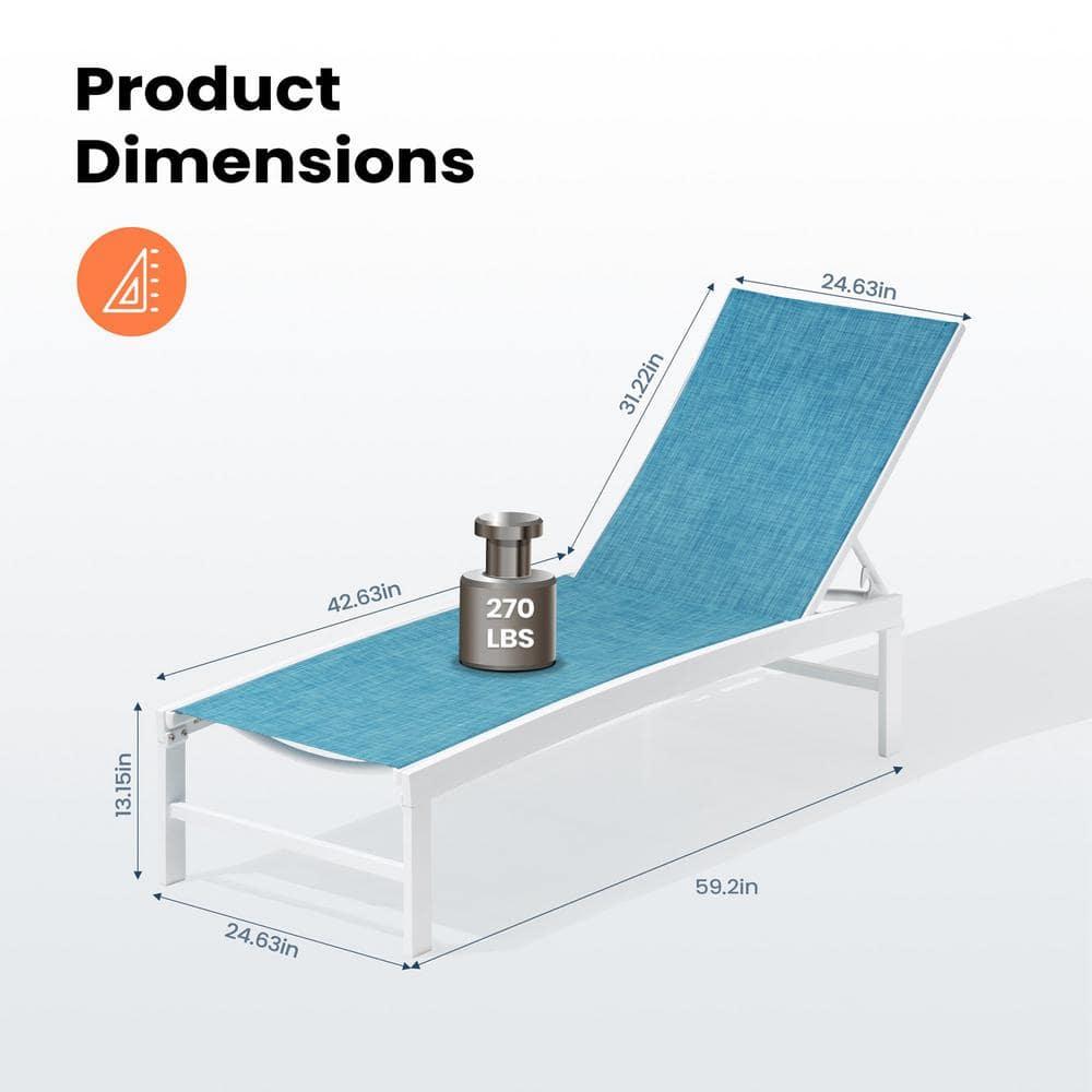 Pellebant  Outdoor Aluminum Patio Chaise Lounge Chair Adjustable - N/A Blue