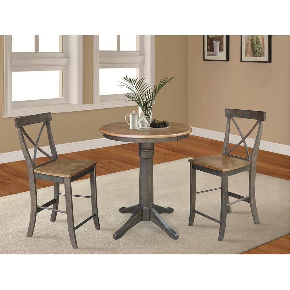 24" Martha X Back Counter Height Barstool Hickory Brown - International Concepts: Hardwood Frame, Armless