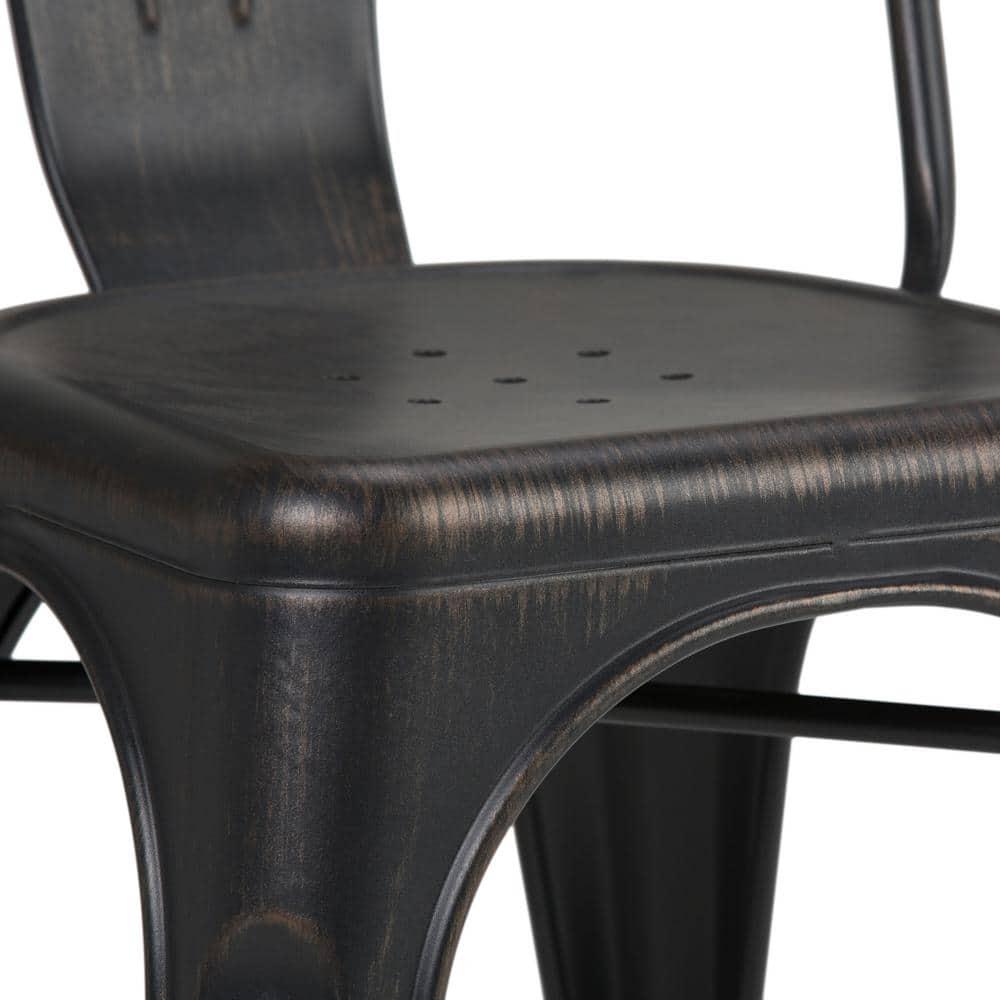 Simpli Home Fletcher Industrial Iron Dining Chair with Stackable Design and Protective Rubber Caps (Set of 2) (Set of 2)