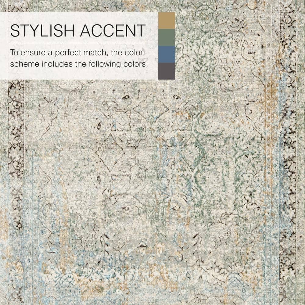 Thayer Green/Light Gray 9 ft. 10 in. x 14 ft. Medallion Rectangle Area Rug