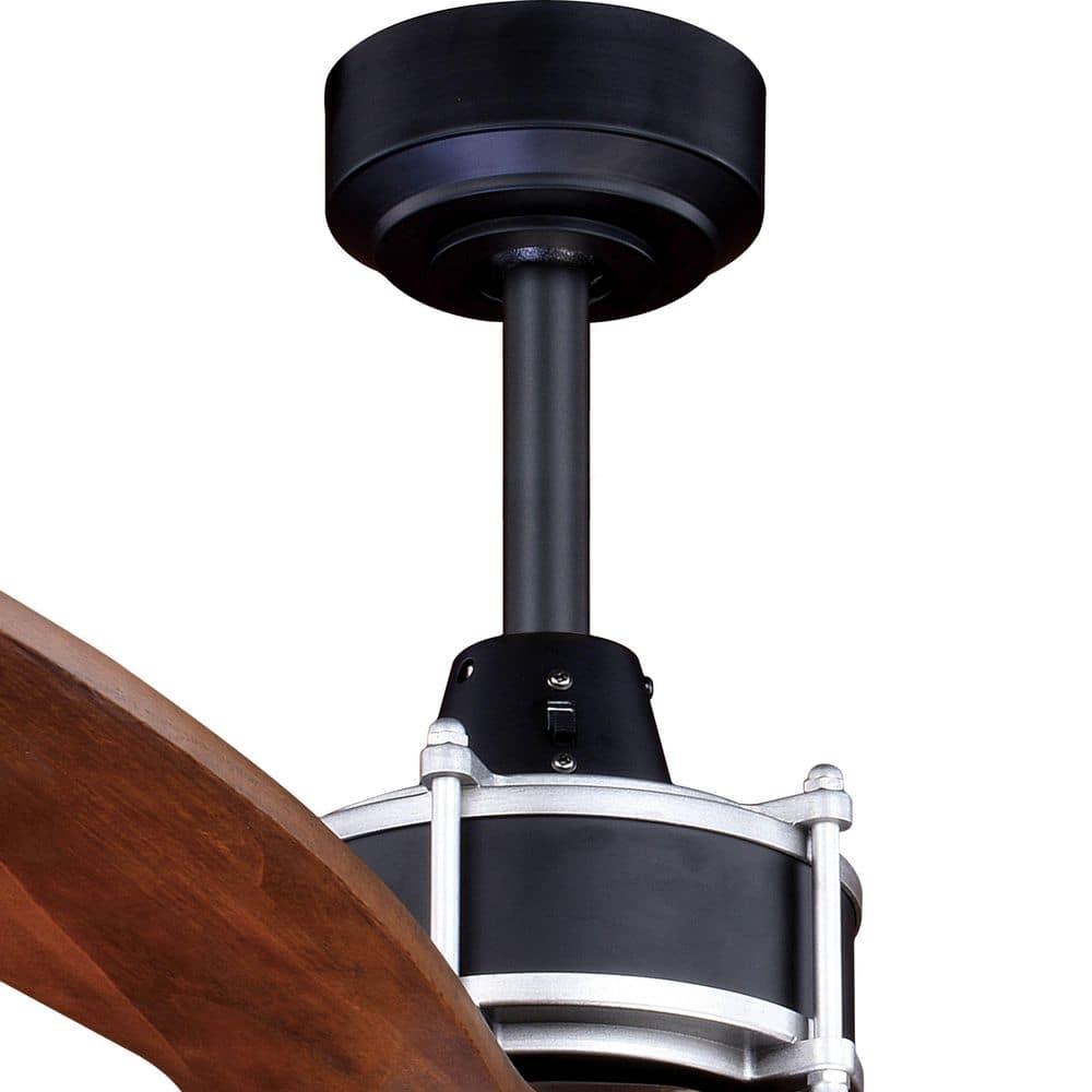 VAXCEL Curtiss 52-in. Contemporary Indoor Outdoor Propeller Ceiling Fan with Wood Blades, LED Light Kit and Remote, Matte Black and Brushed Silver