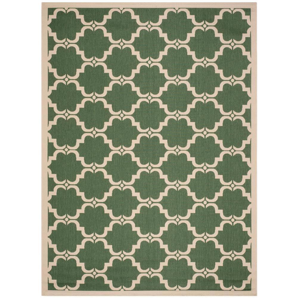 SAFAVIEH Courtyard Estelle Geometric Indoor/Outdoor Area Rug, 9' x 12', Dark Green/Beige