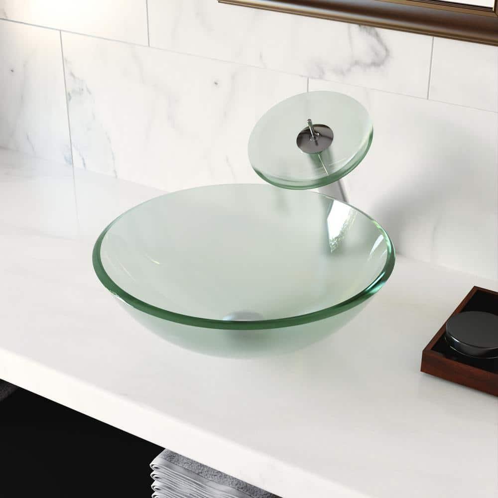 DeerValley Symmetry 16.5'' Circular Glass Vessel Bathroom Sink